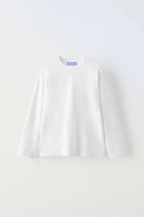 La'ciel Paris Uzun Kollu Beyaz Düz T-Shirt Unisex