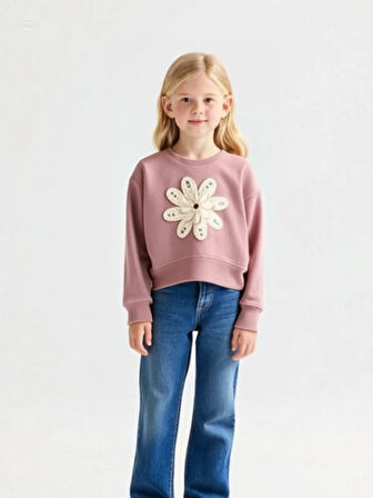 Çiçek Desenli Sweatshirt