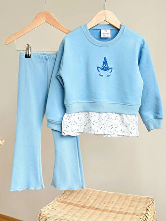 Gömlek Detaylı Sweatshirt ve İspanyol Paça Tayt