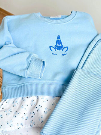 Gömlek Detaylı Sweatshirt ve İspanyol Paça Tayt