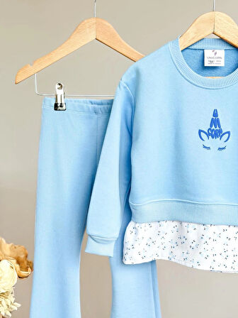 Gömlek Detaylı Sweatshirt ve İspanyol Paça Tayt