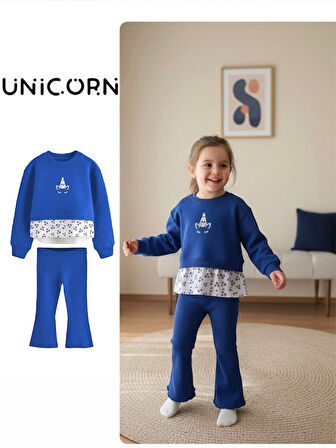 Gömlek Detaylı Sweatshirt ve İspanyol Paça Tayt