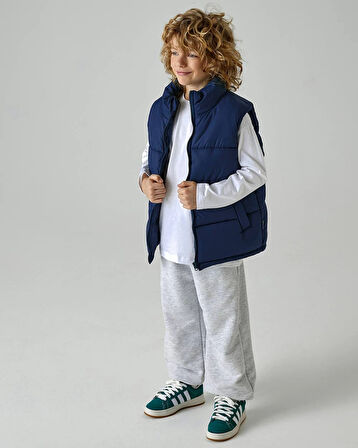 Şişme Yelek, Su Geçirmez Kumaşlı, Oversize Orjinal Kalıp, Lacivert Renk