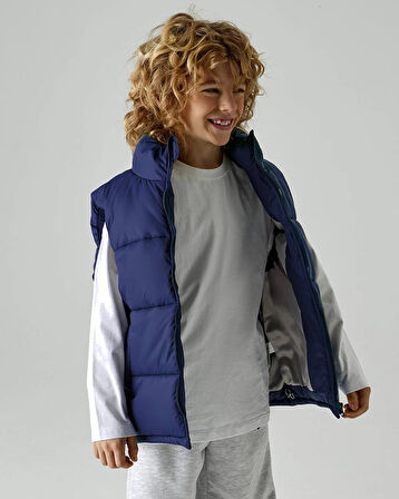 Şişme Yelek, Su Geçirmez Kumaşlı, Oversize Orjinal Kalıp, Lacivert Renk