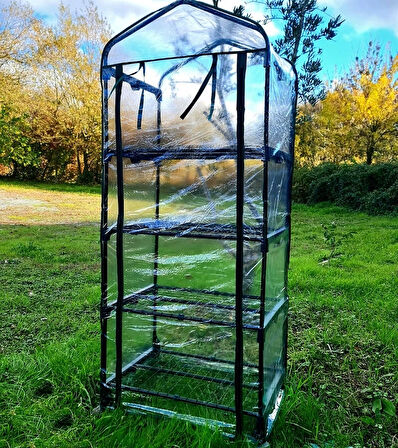 Gardener 16040 4 Katlı Tekerlekli Portatif Şeffaf Bahçe Serası - 69 cm x 49 cm x 158 cm