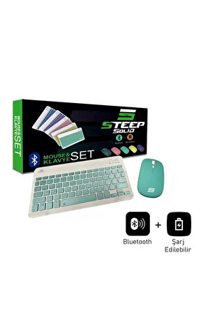 Steep Solid Magic Yeşil Şarjlı Bluetooth Klavye Mouse Set