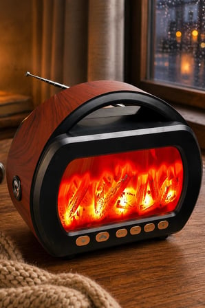Fepe FP-535 Şömine Görünümlü Alevli Taşınabilir Radyo & Bluetooth Hoparlör