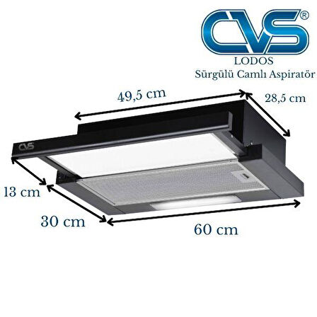 CVS DN 1147 LODOS Sürgülü Camlı Tek Filtre Aspiratör