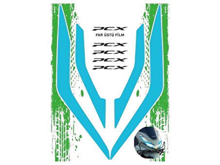 Honda Pcx 2021 - 2024 Uyumlu Far Üstü Film Mavi