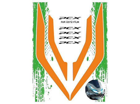Honda Pcx 2021 - 2024 Uyumlu Far Üstü Film Turuncu