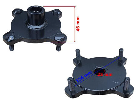 Atv Buggy 150 Gk Arka Jant Poryası 24 Freze 25-46-126 Mm 4 Civata Öm