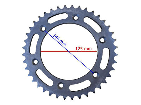 Cf Moto Apachi Arka Dişli 520-40T İç 125 Mm 6 Delikli Ind Öm