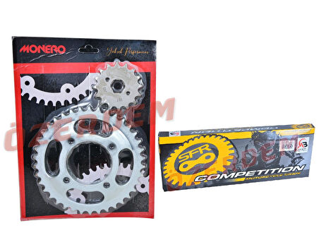 125Cg Cgl Kaplinli Ön-Arka Dişli Zincir Set Mnr-Sfr 428 110L 45-15T