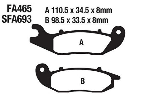 Honda Ön Fren Disk Balatası Sfa693 Fa465 Ask Crf 250L (13-21) 250 Rally (17-21)