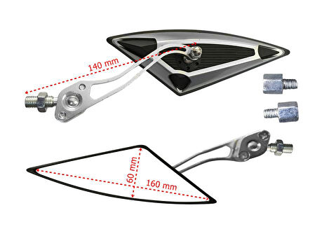 Ayna Üçgen Modifiye Gri 8-10 Mm