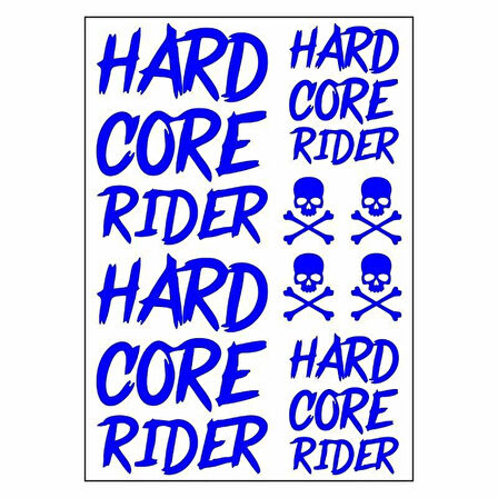 A4 Sticker 120 Tek Paket Çoklu Hard Core Rider Mavi