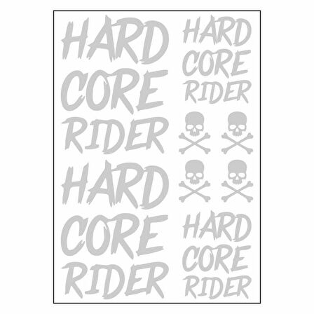 A4 Sticker 121 Tek Paket Çoklu Hard Core Rider Beyaz