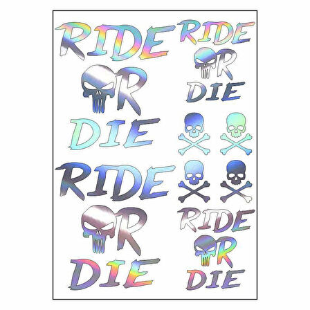A4 Sticker 123 Tek Paket Çoklu Ride Or Die Hologram