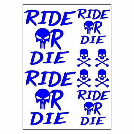 A4 Sticker 125 Tek Paket Çoklu Ride Or Die Mavi