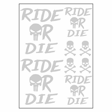 A4 Sticker 126 Tek Paket Çoklu Ride Or Die Beyaz