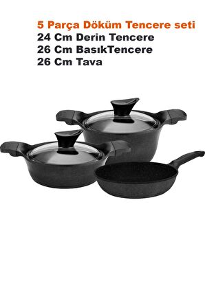 Cvs Dn 20030 5 Parça Döküm Granit Tencere Seti (24-26-26 cm )