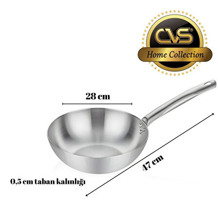 CVS DN 20042 Ametist 28 cm Paslanmaz Çelik Wok Tavası