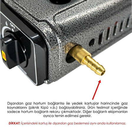 Rox Camping 0103 Tekli Portatif Kamp Ocak Rüzgarlıklı(Ekstra Gaz Girişli) - 3 Adet Rox Valfli Kamp Gazı Kartuş 227gr Hediyeli