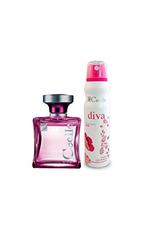 Cecile Diva Parfüm 100 Ml. & Deodorant 150 Ml. For Women (Bayanlar için)