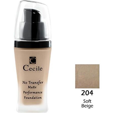 Cecile Mat Fondöten / No Transfer Matte Performance Foundatıon 204