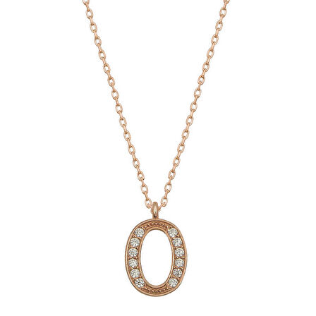 Gümüş Rose O Harfi Kadın Kolye