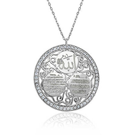 Gümüş Ayetel Kürsi ve Dualar Kadın Kolye