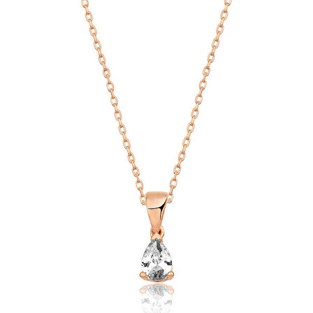 ​Gümüş Rose Damla Taş Kolye