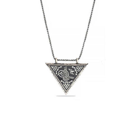 Gümüş Üçgen İçi Açılabilen Tuğra Muskalık Kolye