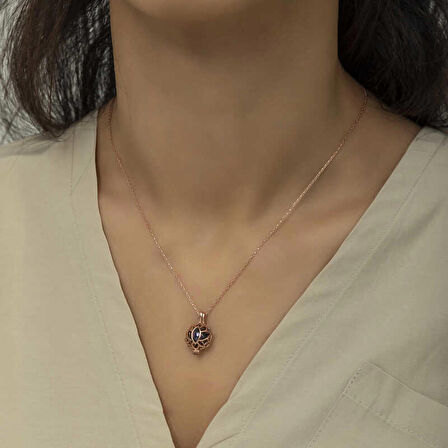 Gümüş Kafesli Lotus Kadın Kolye