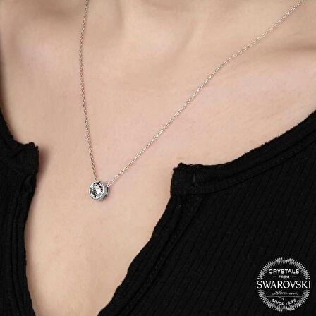 Swarovski Taşlı Gümüş Tektaş Bayan Kolye
