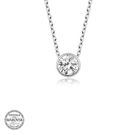 Swarovski Taşlı Gümüş Tektaş Bayan Kolye