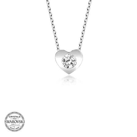 Swarovski Taşlı Gümüş Kalp Kadın Kolye