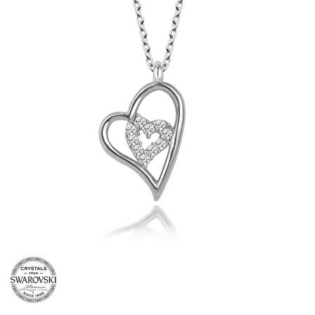 Swarovski Taşlı Gümüş Kalp Kadın Kolye