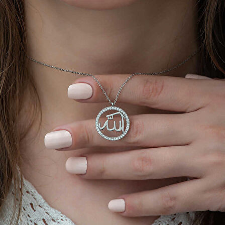 Gümüş Arapça Allah Yazılı Kadın Kolye