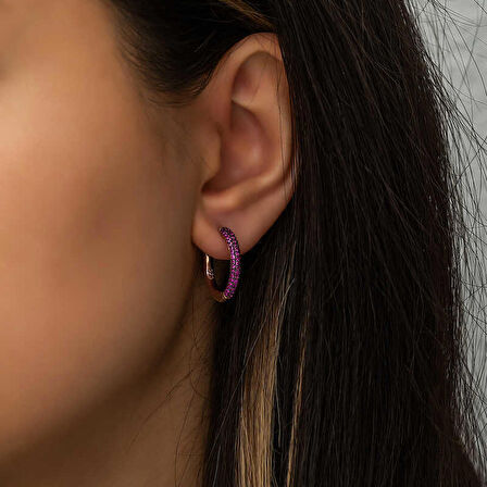 Gümüş Pembe Halka Kadın Küpe