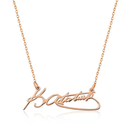 Gümüş Kemal Atatürk İmza Kadın Kolye