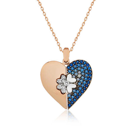 ​Gümüş Kalpli Yonca Kadın Kolye