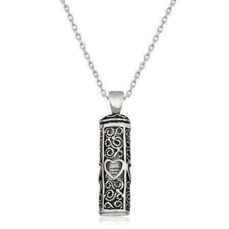 Gümüş Kalp Desenli Cevşen-ül Kebir Kolye