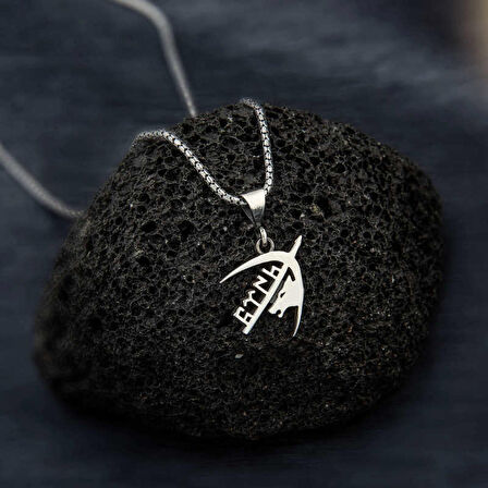 Gümüş Bozkurt Ok ve Göktürkçe Türk Yazılı Kolye