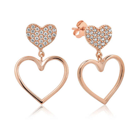 Gümüş Kalpli Kadın Küpe