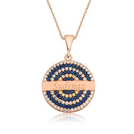 Gümüş Mavi Taşlı İsimli Kadın Kolye