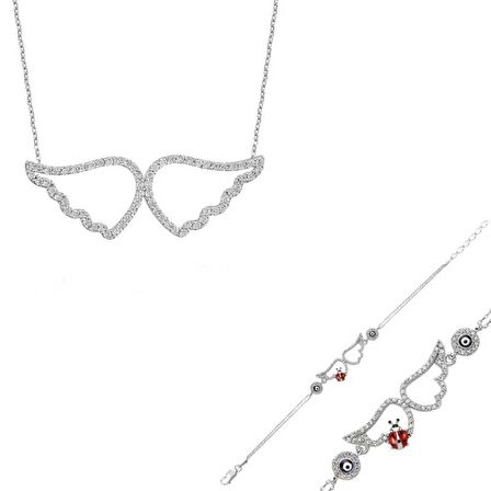 Gümüş Melek Kanadı Kadın Set