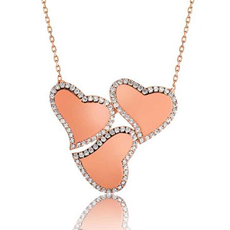 Gümüş İsimli Üç Kalpli Kadın Kolye