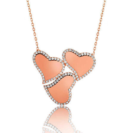 Gümüş İsimli Üç Kalpli Kadın Kolye