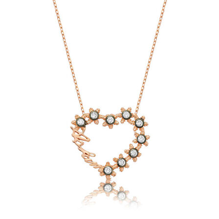 Gümüş Aşkım Yazılı Kalpli Kadın Kolye